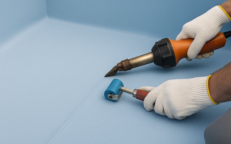 instalación liner piscina detalle