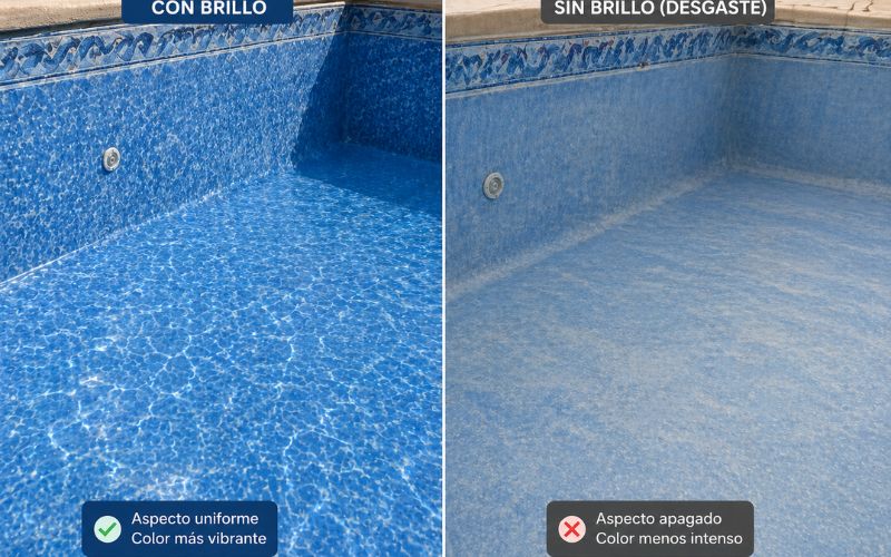 liner piscina comparación brillo desgaste