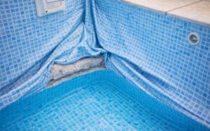 liner piscina encogido tensión material