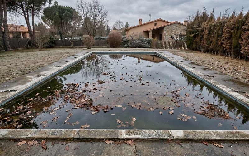 piscina sin uso liner invierno estado superficie