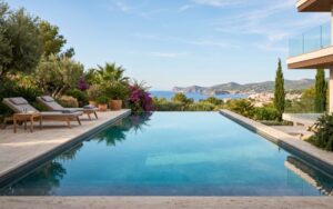 agua tranquila en piscina con liner moderno