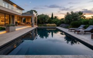 agua tranquila en piscina con liner moderno