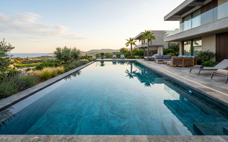 liner oscuro haciendo que la piscina parezca más profunda