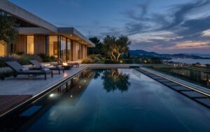 reflejos profundos en piscina con liner oscuro
