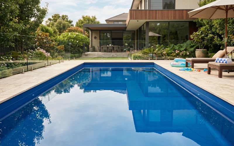 liner en piscina residencial moderna