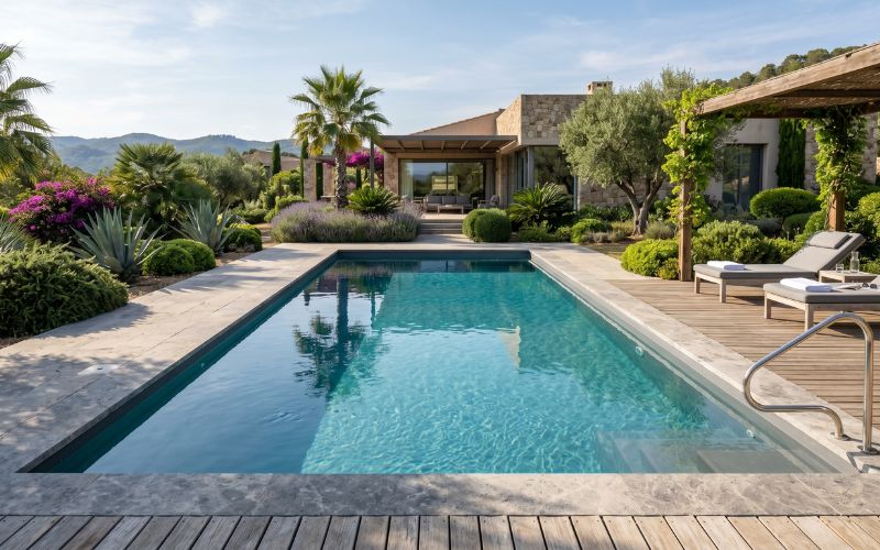 piscina con liner de apariencia uniforme