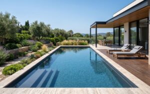 piscina moderna con liner elegante