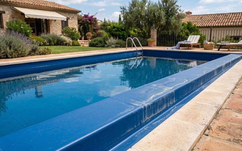 liner de piscina afectado por exposición solar