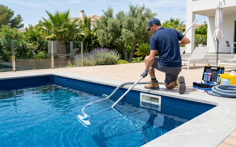mantenimiento de piscina con liner en buen estado