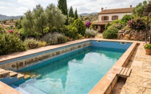 piscina con descenso anormal del nivel de agua debido a una fuga