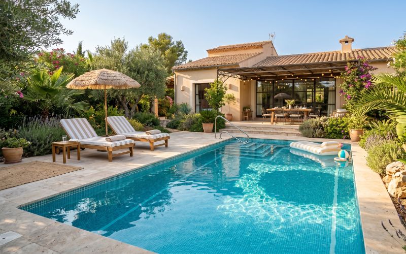 piscina familiar con revestimiento liner