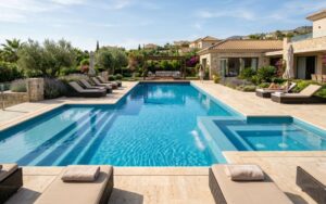 piscina grande equipada con liner