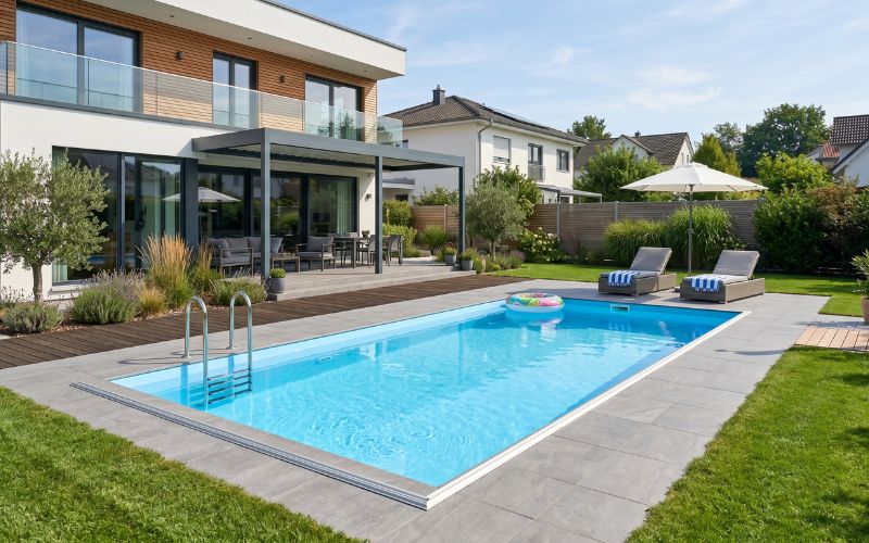 piscina mediana con revestimiento liner