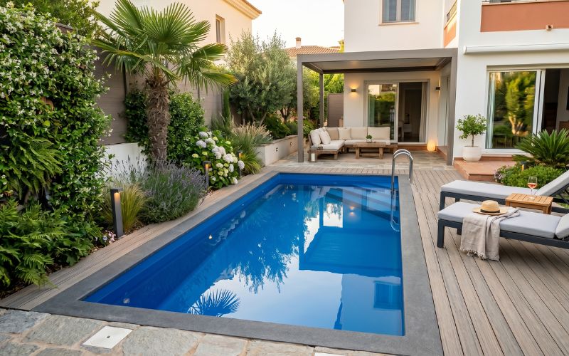 piscina pequeña revestida con liner