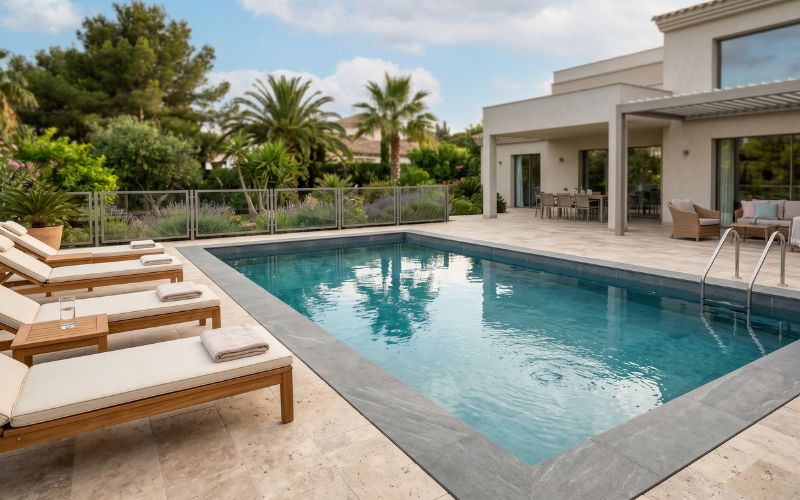 piscina renovada con revestimiento nuevo