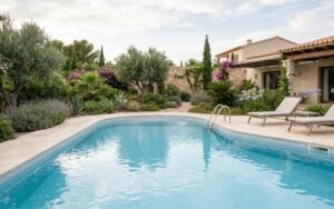 piscina renovada con un nuevo liner manteniendo la estructura original