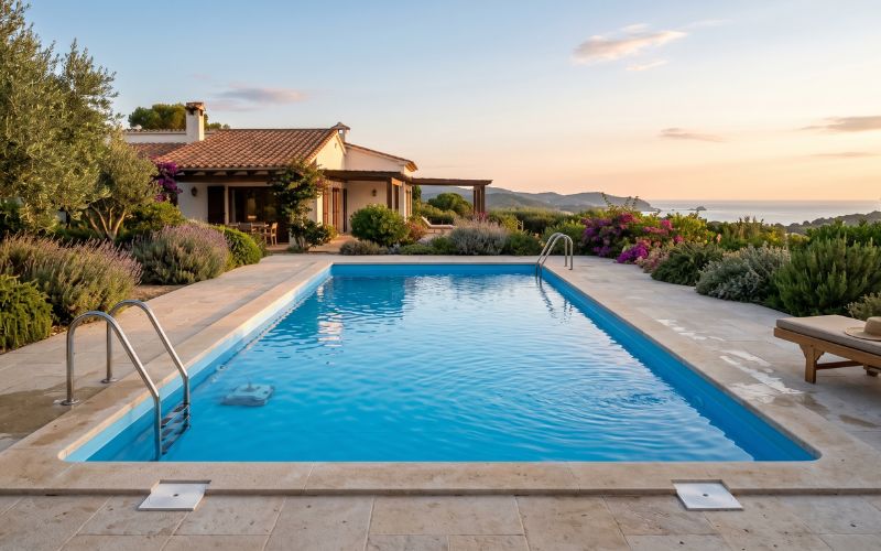 piscina residencial completamente renovada tras sustituir el liner