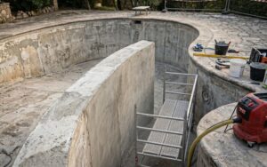 preparación profesional de piscina para instalar liner